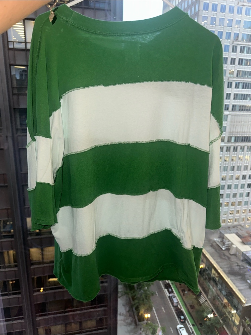 We the Free Free People Green and White Stripe Women's Maddie Tee - Picture 4 of 5